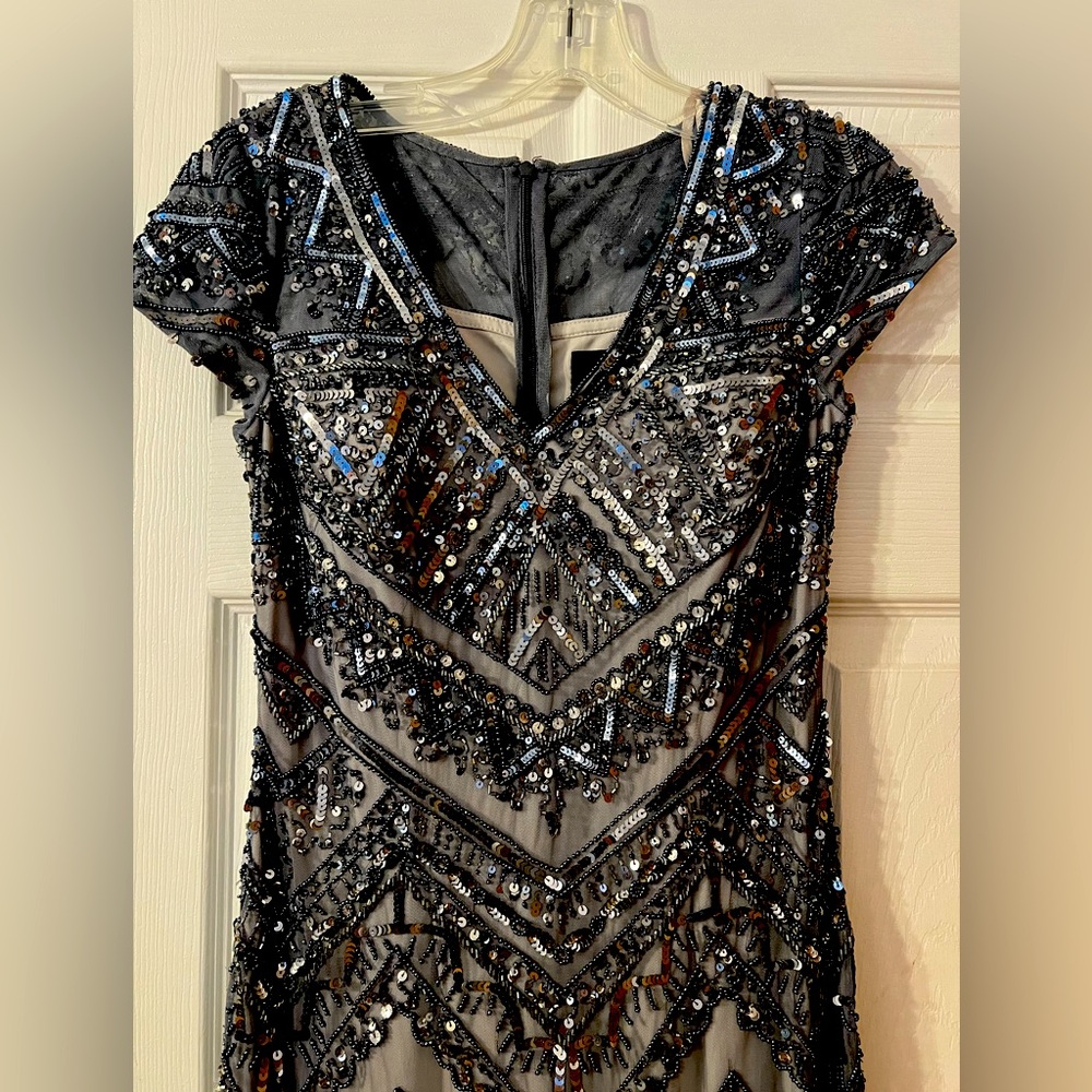 Gray silver Adrianna Papell gown size 4P